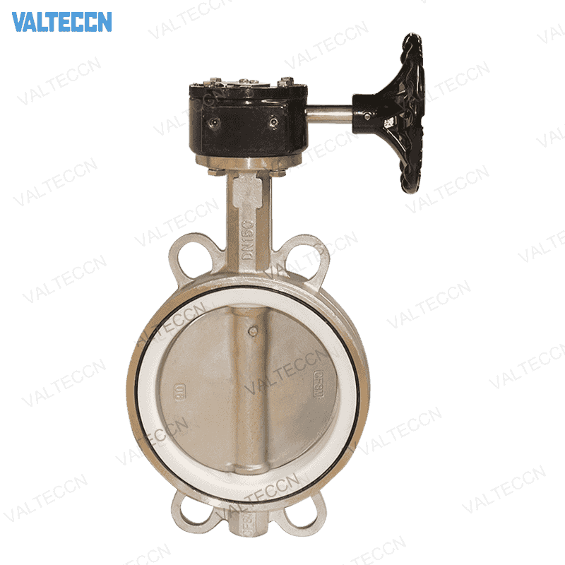 Stainless steel Worm Gear Operated PTFE Seat Wafer Butterfly Valve